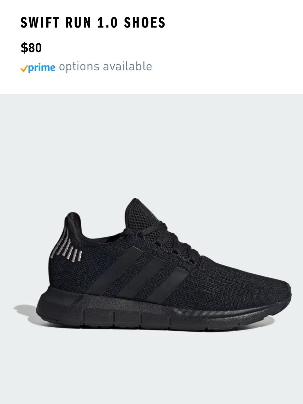 adidas Black Knit Swift Run 1.0 Sneaker